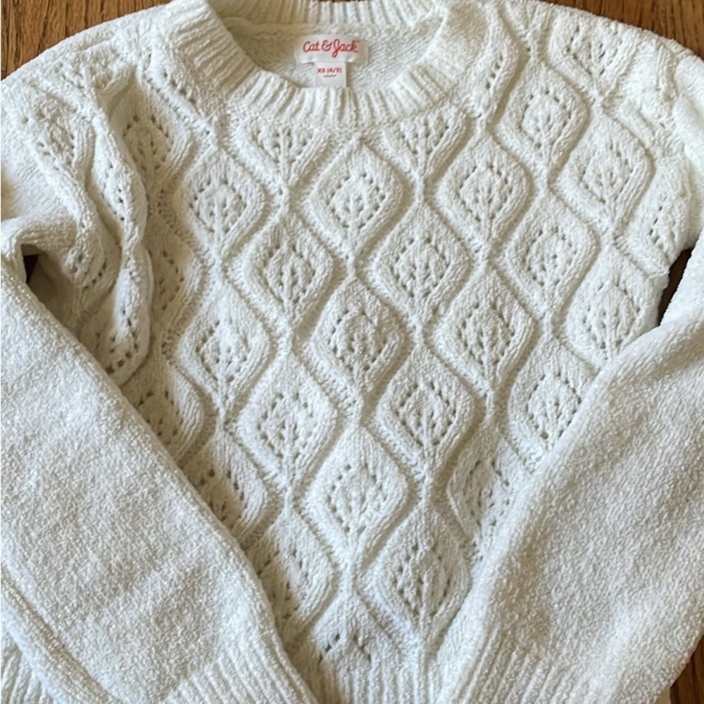 Cat & Jack Girls Pointelle Sparkle Sweater